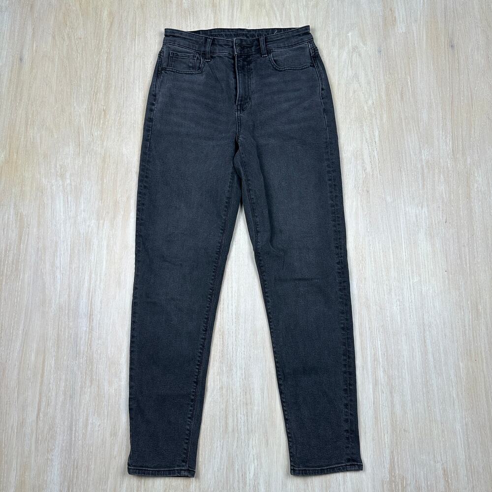 American Eagle Black Stretch Mom Jean Casual Everyday High Rise Denim Jeans 0